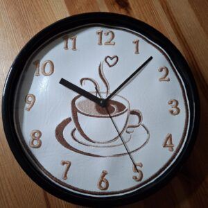 Vintage Style Machine Embroidered Clock on Vinyl