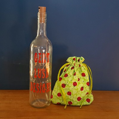 Handmade Mini Ladybird Print Reusable Gift Bag - Eco Friendly Cotton Drawstring Pouch