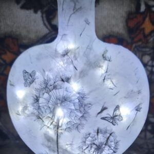 Heart Shaped Bottle Light Decoupaged with Dandelion Image