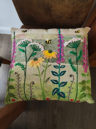 Foxglove Hand Embroidered Cushion Cover