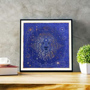 Leo print on shelf