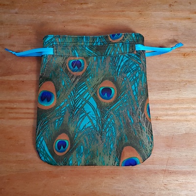 Mini Peacock Feather Reusable Gift Bag – Eco Friendly Handmade Fabric Pouch
