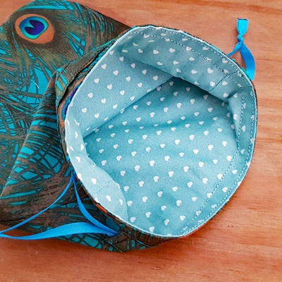 Mini Peacock Feather Reusable Gift Bag – Eco Friendly Handmade Fabric Pouch