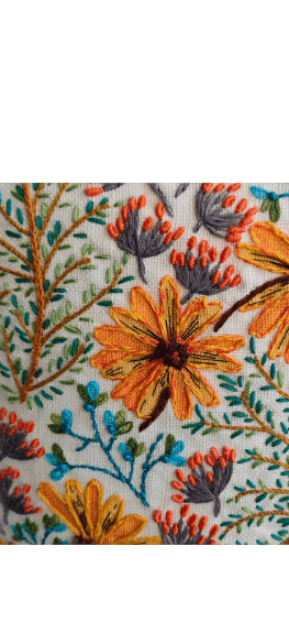 Floral Flower Hand Embroidered Cushion Cover - Image 2