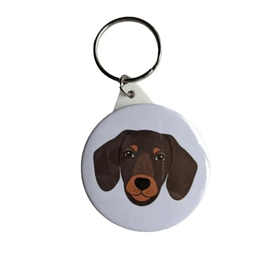 Dachshund Dog Keyring on White Background