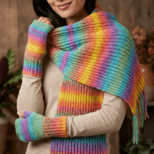 Rainbow Scarf and Fingerless Gloves Set – Support M.A.D