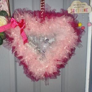 Heart Shaped Ballet Tutu Wreath with Hanging Ballet Dancer