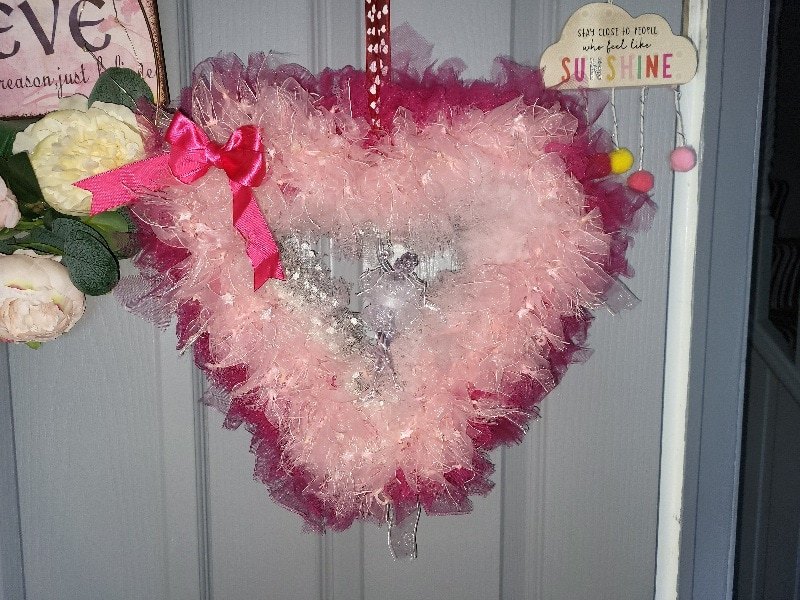 Heart Shaped Ballet Tutu Wreath with Hanging Ballet Dancer