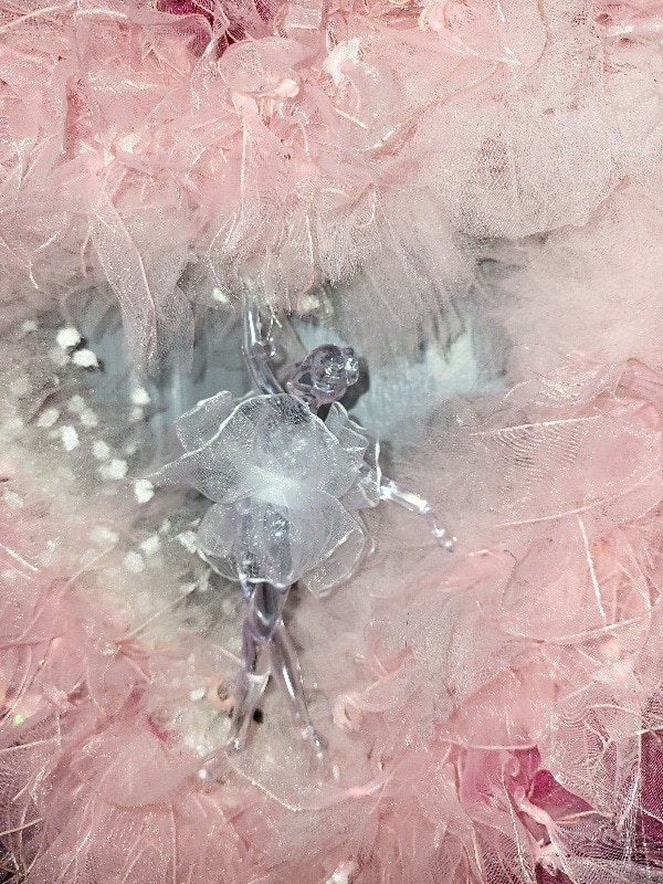 Heart Shaped Ballet Tutu Wreath with Hanging Ballet Dancer - Image 2