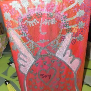 Handpainted Angel Original Art on Wood Offcut – Shabby Chic Style
