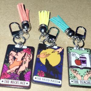 Tarot Card Style Bag Charm/Keyring with Coloured Tassel
