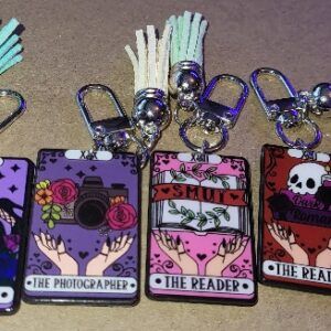 Tarot Card Style Bag Charm/Keyring with Coloured Tassel