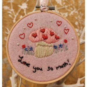 ‘Love you so mush’ Valentines Embroidery Hoop Art
