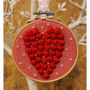 Hanging Red Heart Decoration, Valentines Hoop Art