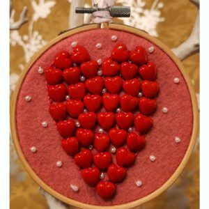 Hanging Red Heart Decoration, Valentines Hoop Art