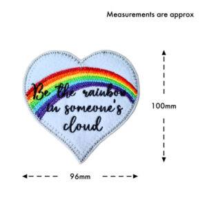 Heart-shaped felt hanging decoration shown with approximate measurements. The heart measures around 100 mm in height and 96 mm in width.
