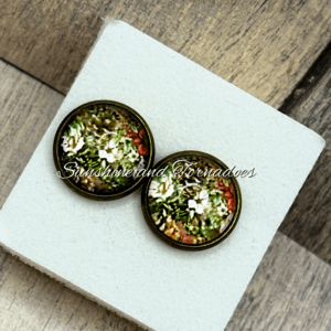 🌿✨ Autumn Floral Stud Earrings – Vintage Style ✨🌿