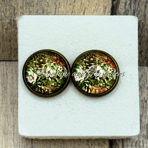 🌿✨ Autumn Floral Stud Earrings – Vintage Style ✨🌿