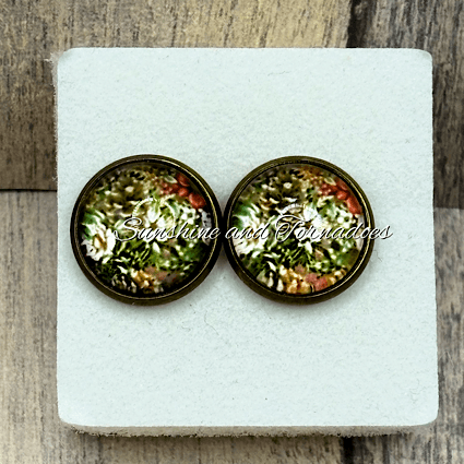 🌿✨ Autumn Floral Stud Earrings – Vintage Style ✨🌿 - Image 2