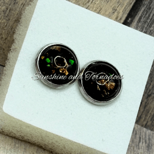 🖤✨ Black Resin Stud Earrings – Stainless Steel Bezel ✨🖤