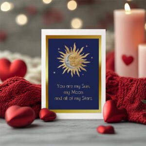 Blue valentines card with hearts