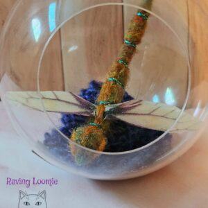 Needle felted dragonfly bauble – copper highlights with blue flower