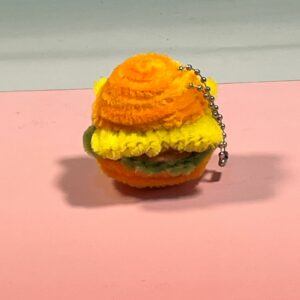 Cheeseburger Fuzzywire Keychain for Bags or Keys