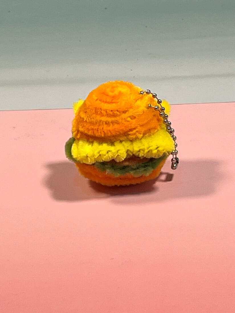 Cheeseburger Fuzzywire Keychain for Bags or Keys