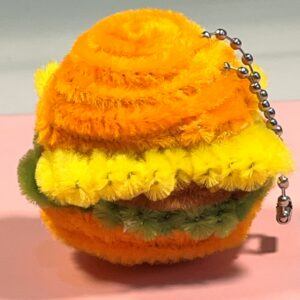 Cheeseburger Fuzzywire Keychain for Bags or Keys