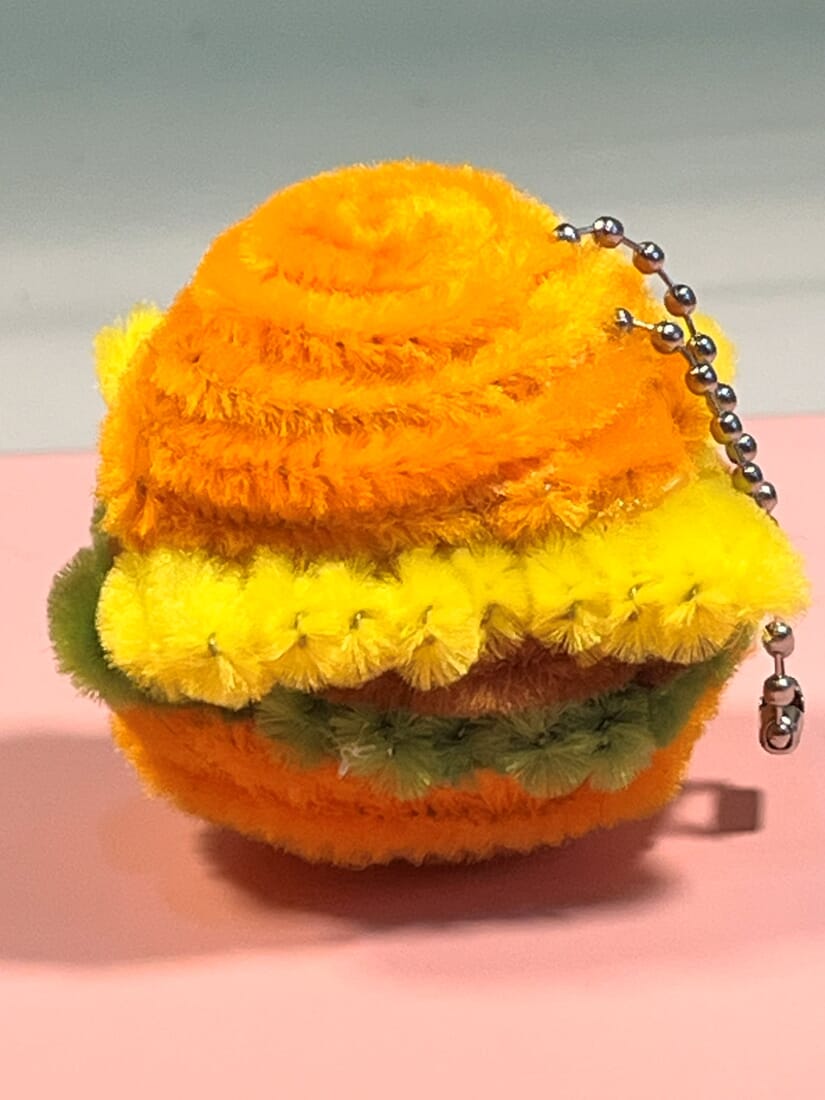 Cheeseburger Fuzzywire Keychain for Bags or Keys - Image 2