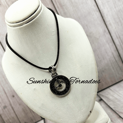 Antique Silver Style Clock Face Pendant on Handmade Waxed Cord Necklace. - Image 5