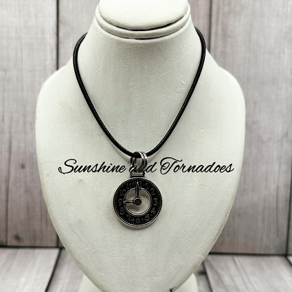 Antique Silver Style Clock Face Pendant on Handmade Waxed Cord Necklace. - Image 3