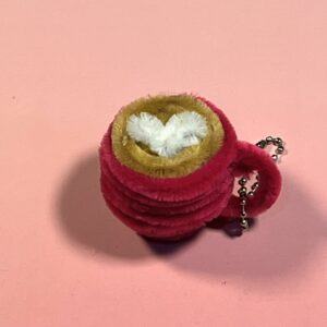 Fuzzywire Coffee Cup Keychain with Heart Froth