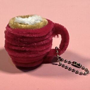 Fuzzywire Coffee Cup Keychain with Heart Froth