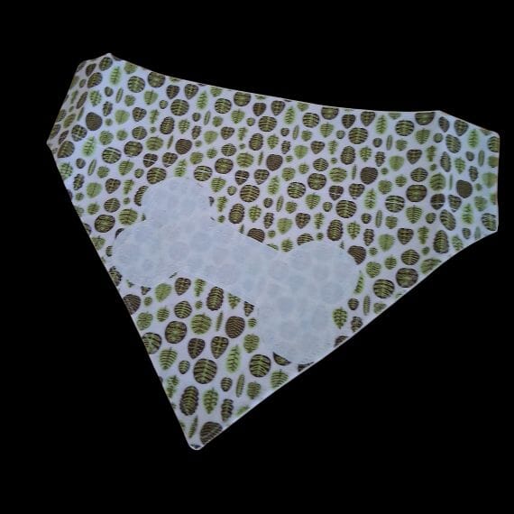dog bandana medium size with broderie anglaise bone applique