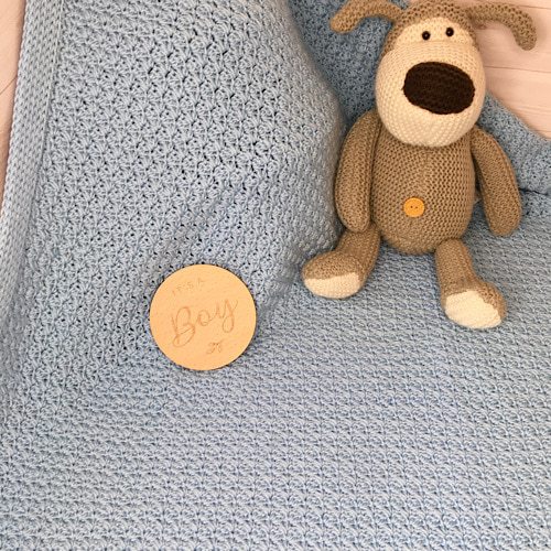 Handmade Blue Crochet Baby Blanket – New Baby Gift