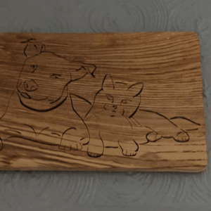 Handcut Scroll Saw Picture of Dog and Cat – Rustic Home Decor