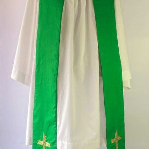 Green Clergy Stole with Golden Hand Embroidery