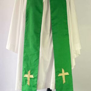 Green Clergy Stole with Golden Hand Embroidery