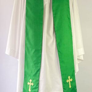 Green Clergy Stole with Golden Hand Embroidery