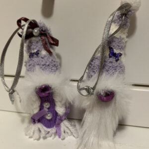 Barry & Amy – The Purple Butterfly Gift Gonks. Hanging Dangle Decorations. In Aid of Fibromyalgia Awareness.