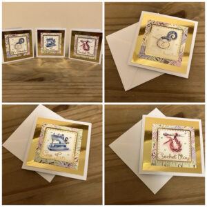 Mini Needlecraft themed Cards- Pack of 9 with envelopes.