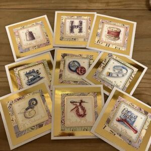 Mini Needlecraft themed Cards- Pack of 9 with envelopes.