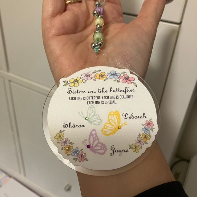 Beautiful Butterfly Sisters/Daughters Keepsake. Beaded Personalised Dangle Decoration - Image 4