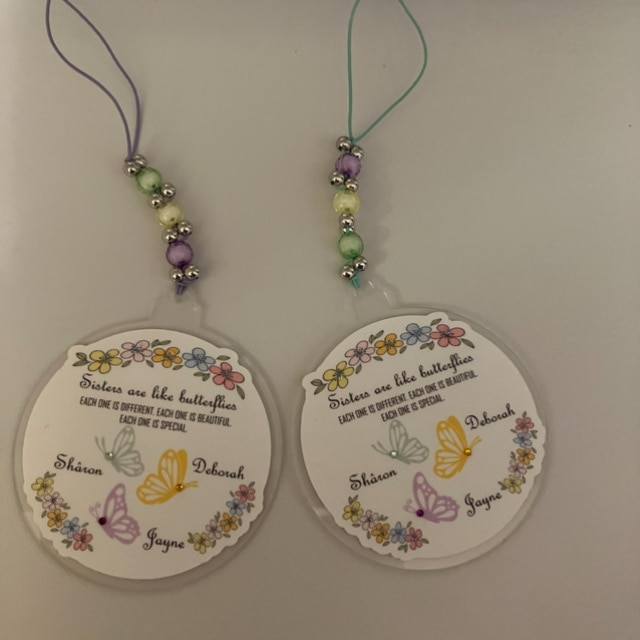 Beautiful Butterfly Sisters/Daughters Keepsake. Beaded Personalised Dangle Decoration - Image 5