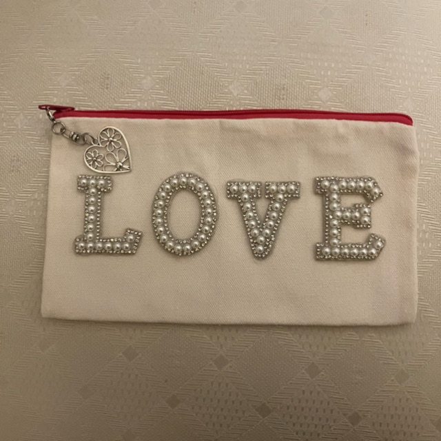 Embellished Pencil Case/Make-up Purse/Cosmetics Bag with floral filigree heart charm - Image 3
