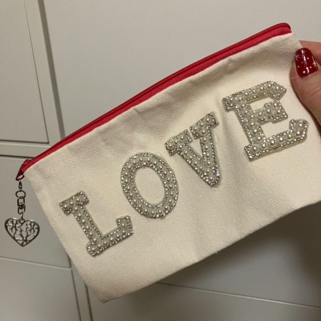 Embellished Pencil Case/Make-up Purse/Cosmetics Bag with floral filigree heart charm - Image 2