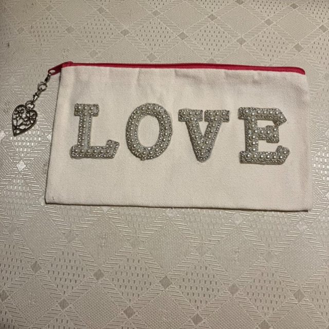 Embellished Pencil Case/Make-up Purse/Cosmetics Bag with floral filigree heart charm - Image 6