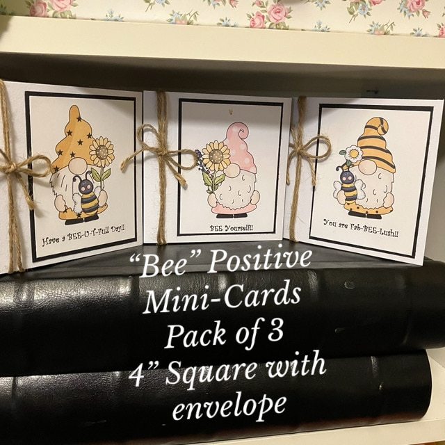 “Bee” Positive Gonk Cards-Pack of 3 Mini Cards with envelope - Image 2
