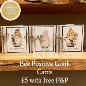 “Bee” Positive Gonk Cards-Pack of 3 Mini Cards with envelope
